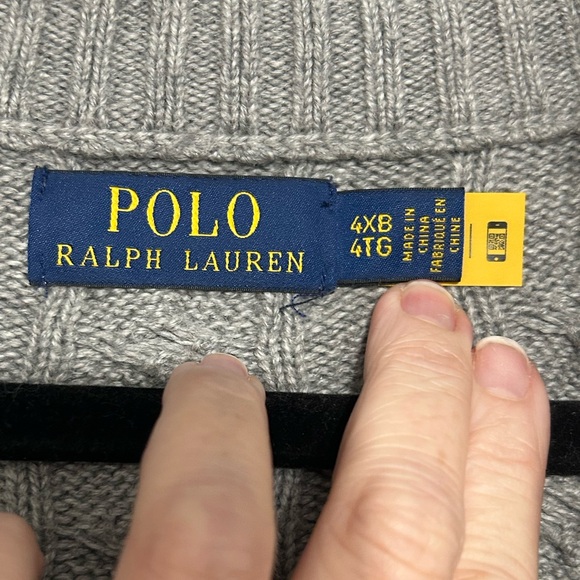 Polo Ralph Lauren Men's 1/4 Zip Cable Knit Cotton Sweater GRAY 4XB - Picture 6 of 13